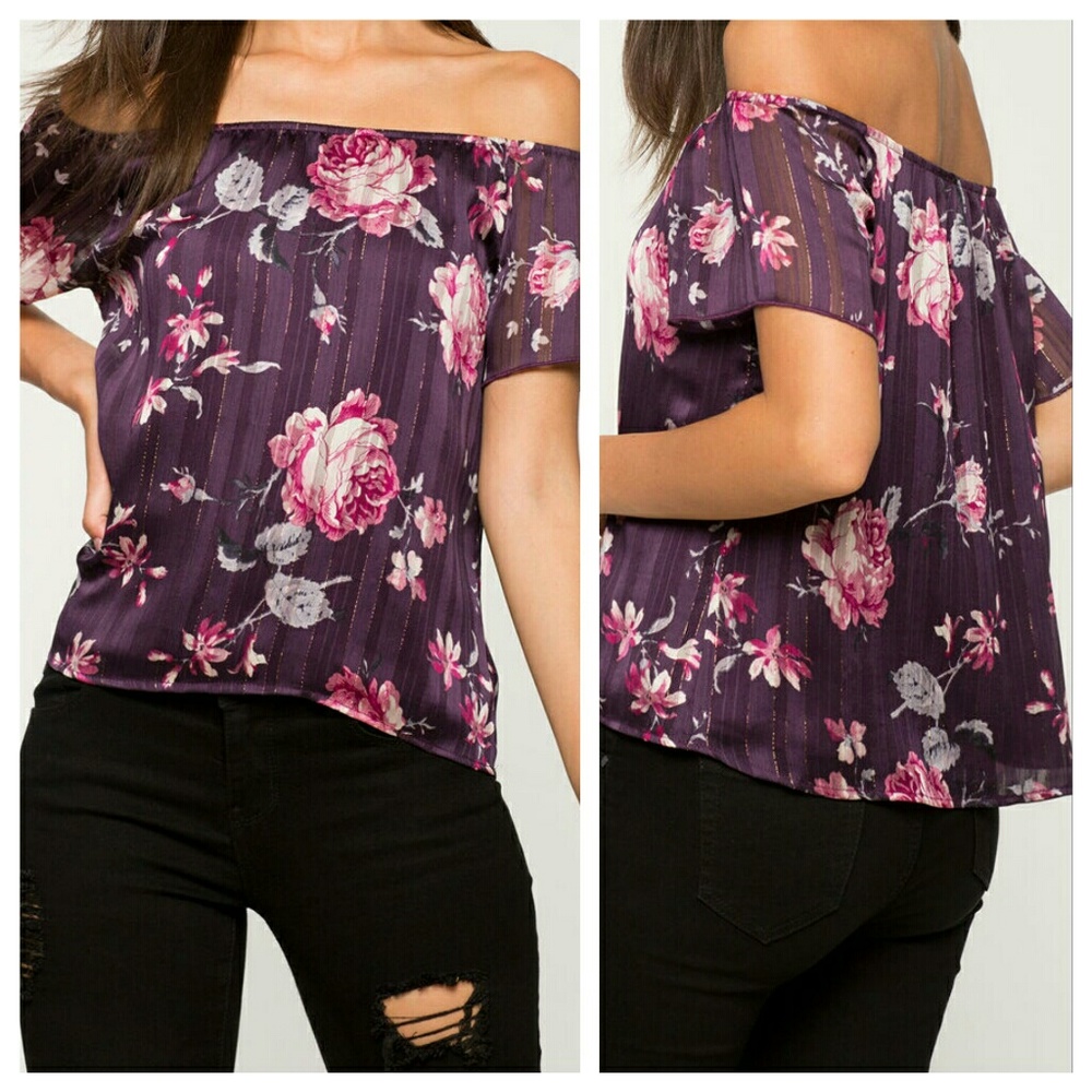 (S,M) Floral Off Shoulder Top
